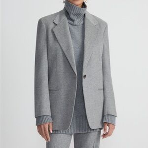 Lafayette 148 NWT 100% cashmere melange single button blazer L nickel